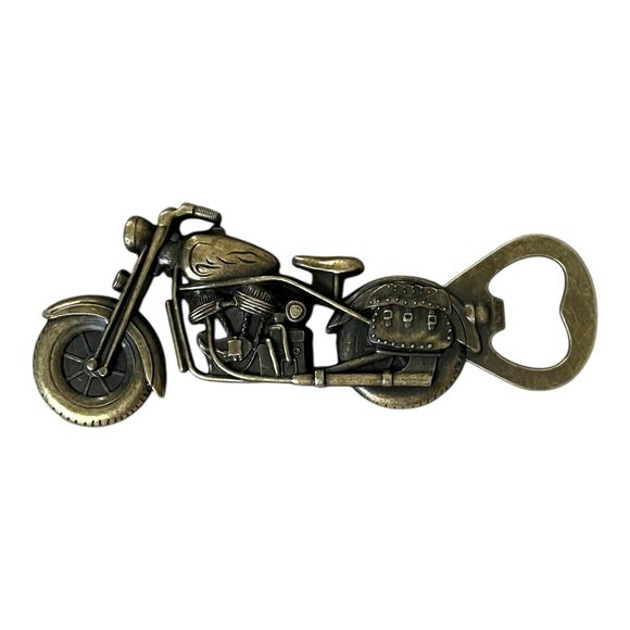 Vintage Style Golden Motorcycle Bottle Opener - Picture 2 of 3